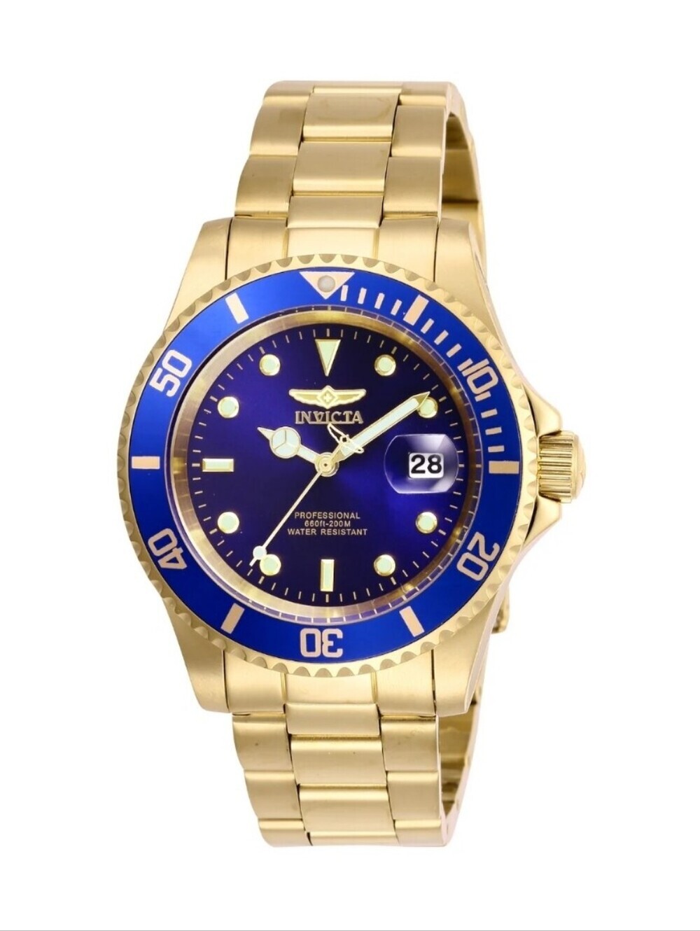 NWT Invicta Pro Diver Coastpath Men's Watch Purple Dial - 40mm Gold 26974